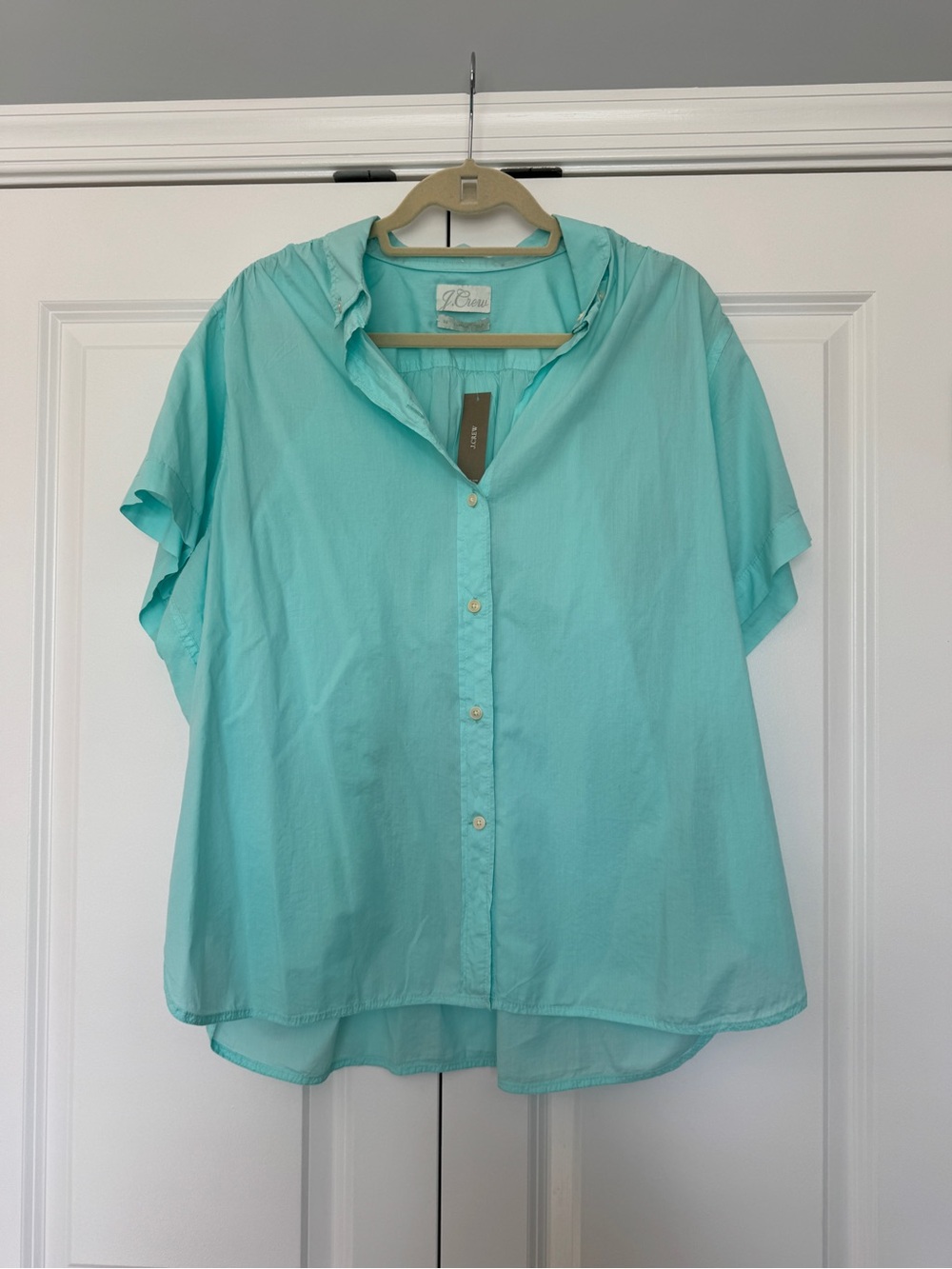 J. Crew Sleeveless Poplin Shirt Seafoam Green Size 20 NWT